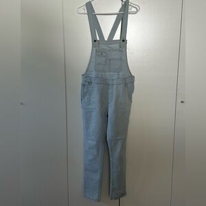 Free People light stripped denim overalls size 28